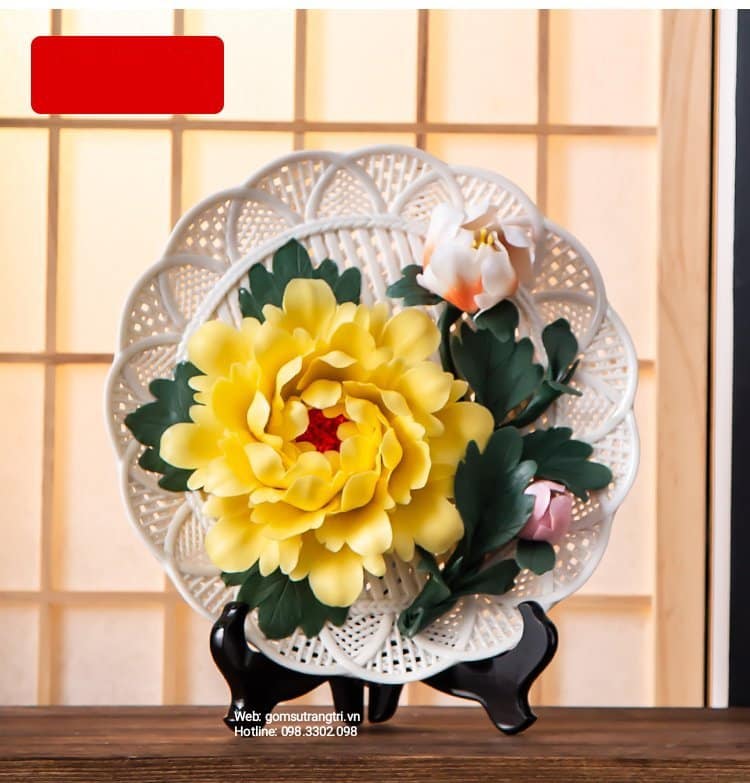 ĐĨA THỦ CÔNG NỔI 3D - HỌA TIẾT 12 HOA